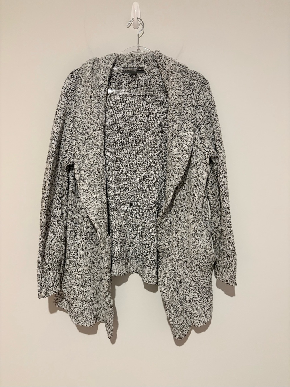 Eddie Bauer Lounge open front marled cardigan sweater white grey women’s size XL